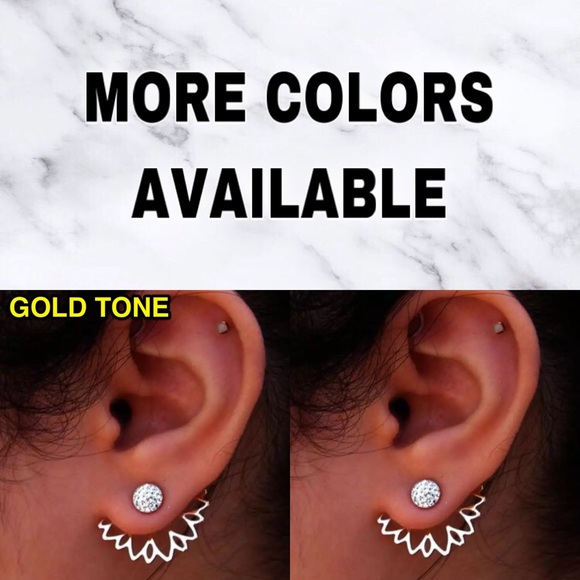 ⚜️[𝟯/$𝟭𝟴]⚜️Gold Rhinestone Flower Jacket Earrings NEW - Picture 6 of 8